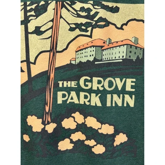 The Landmark Project Sweatshirt Unisex Medium Green Grove Park Inn Raglan Fleece - Picture 5 of 6